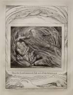 William Blake. The Lord Answering Job out of the Whirlwind, from Illustrations of the Book of Job, 1825 (published 1826). Engraving on India paper chine collé on wove paper. Jansma Collection, Grand Rapids Art Museum, 2014.1n